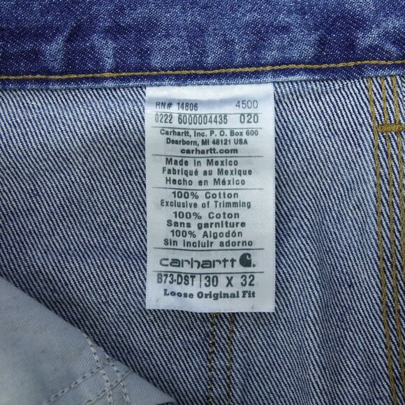 Vintage Carhartt B73 DST Faded Blue Jeans Denim Double Knee Carpenter Pant 29x32 - Picture 16 of 16